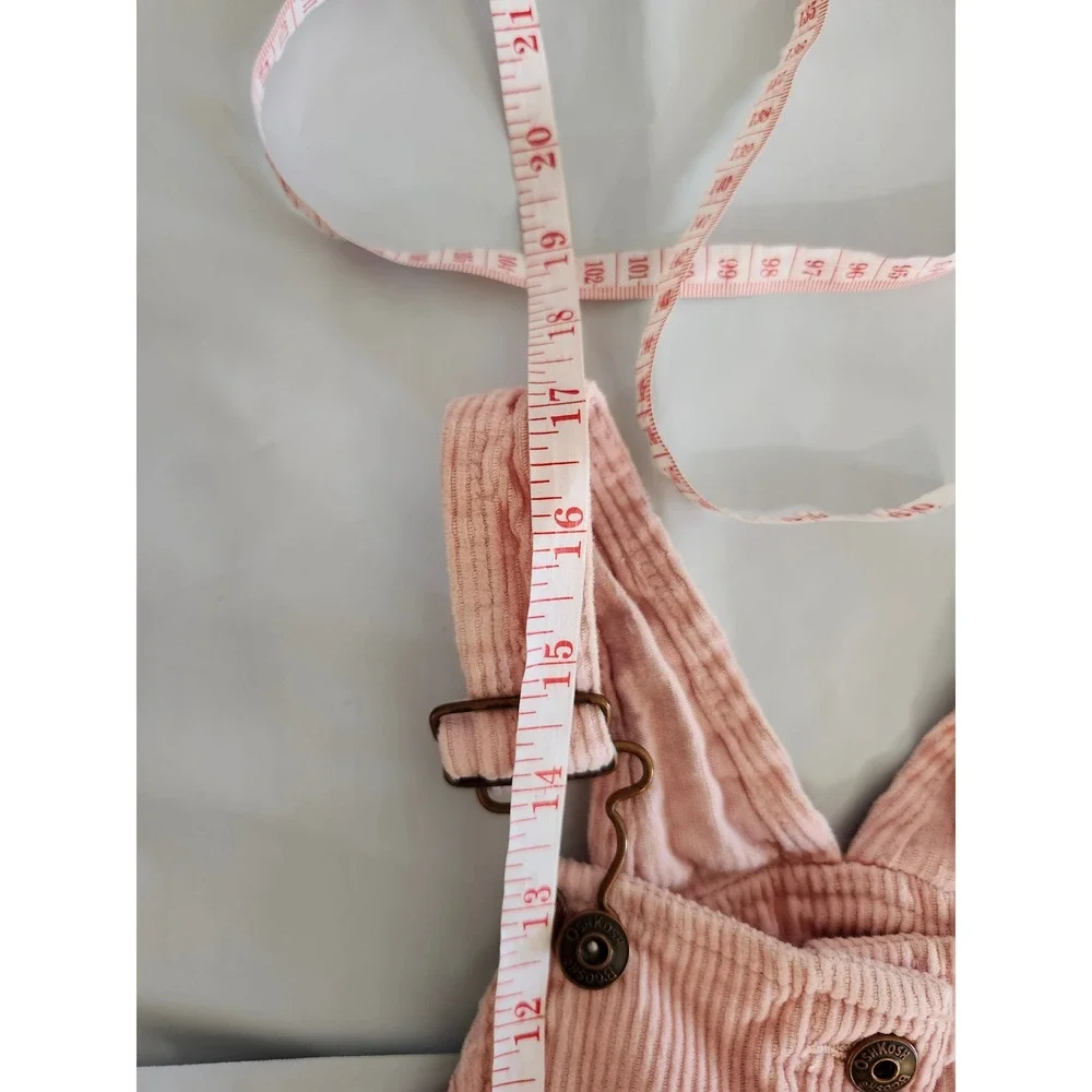 OshKosh B'gosh Pink Corduroy Overall Dress 18M Baby Girl Button Front Cotton